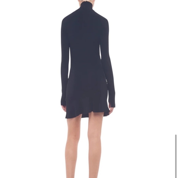 Norma Kamali Fishtail Mini Dress Black long sleeve turtleneck - Picture 6 of 12
